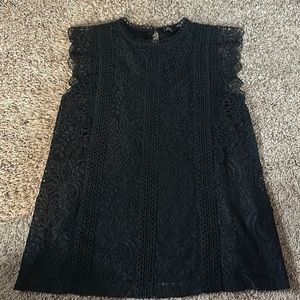 Cable & Gauge Black Lace Sleeveless Top